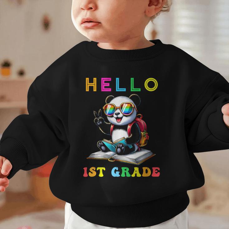 Hello First Grade Panda Lover Back To School Kids Boys Girls Graphic Toddler Sweatshirt