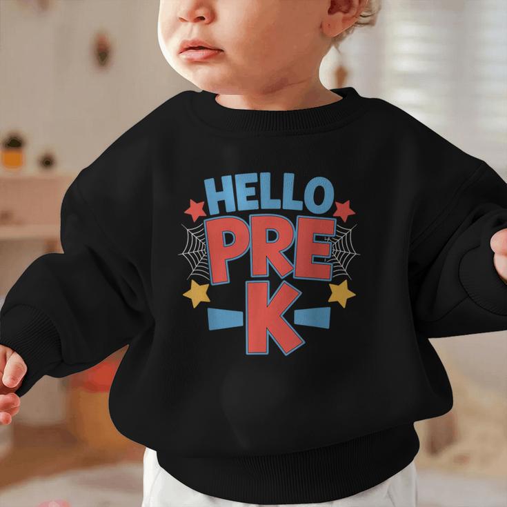 Hello Pre-K Preschool Squad Spider Back To School First Day Graphic Toddler Sweatshirt