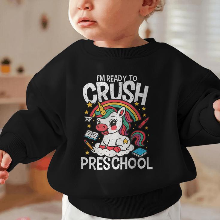 I'm Ready To Crush Preschool Unicorn Back To School Girls Graphic Toddler Sweatshirt I'm Ready To Crush Preschool Unicorn Back To School Girls Graphic Toddler Sweatshirt