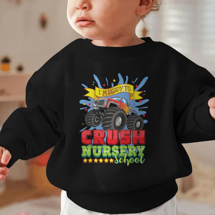 Kids Back To School Monster Truck Nursery Ready Crush First Day Graphic Toddler Sweatshirt