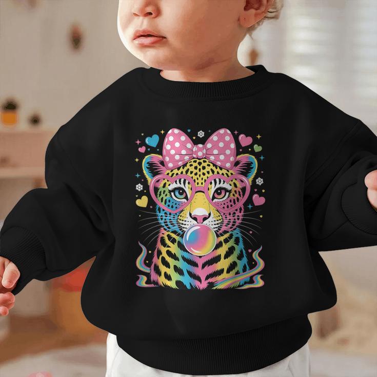 Leopard Glasses Blowing Bubble Gum Back To School Kids Graphic Toddler Sweatshirt Leopard Glasses Blowing Bubble Gum Back To School Kids Graphic Toddler Sweatshirt