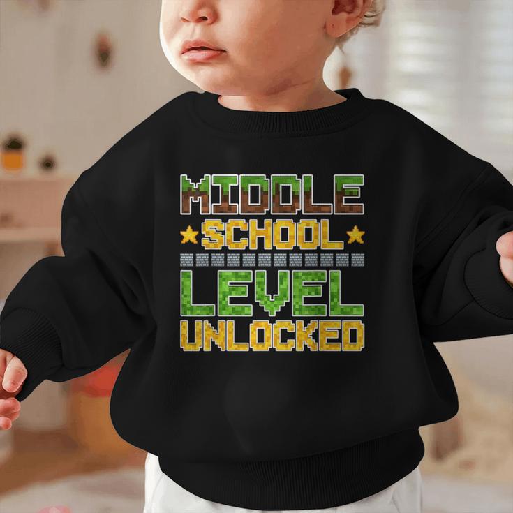 Middle School Level Unlocked Gamer Back To School Graphic Toddler Sweatshirt Middle School Level Unlocked Gamer Back To School Graphic Toddler Sweatshirt