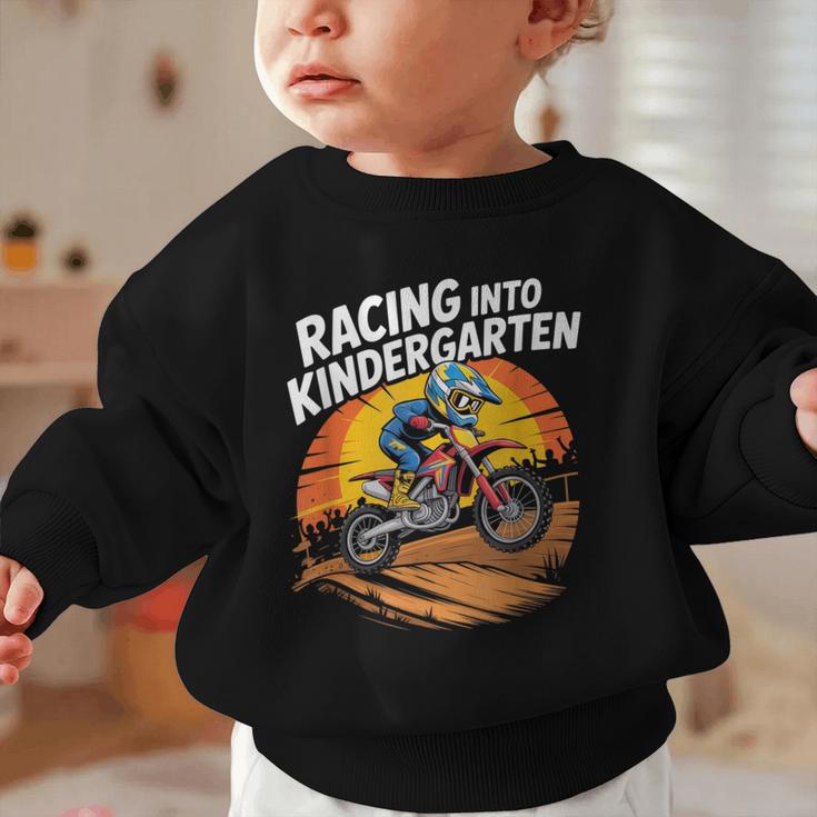 Motocross Back To School Dirt Bike Racing Into Kindergarten Graphic Toddler Sweatshirt