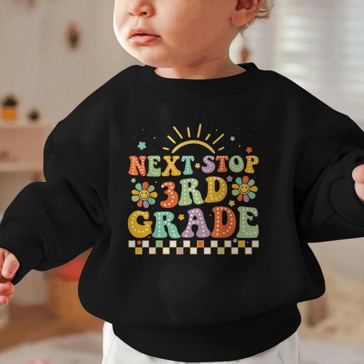 Next Stop 3rd Grade Groovy Retro Third Grade Back To School Graphic Toddler Sweatshirt