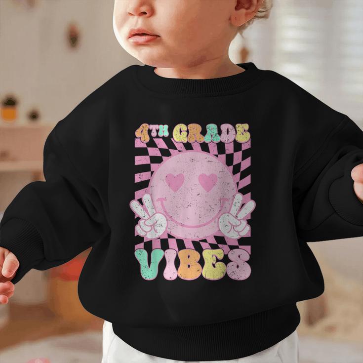 Pink 4th Grade Vibes Smile Face Back To School Fourth Grade Graphic Toddler Sweatshirt