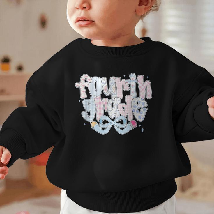 Preppy Fourth Grade Back To School Coquette 4th Grade Graphic Toddler Sweatshirt Preppy Fourth Grade Back To School Coquette 4th Grade Graphic Toddler Sweatshirt