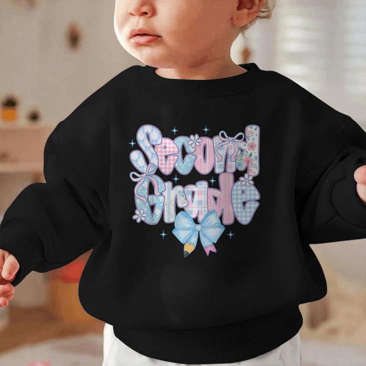 Preppy Second Grade First Day Back To School 2nd Grade Bow Graphic Toddler Sweatshirt Preppy Second Grade First Day Back To School 2nd Grade Bow Graphic Toddler Sweatshirt