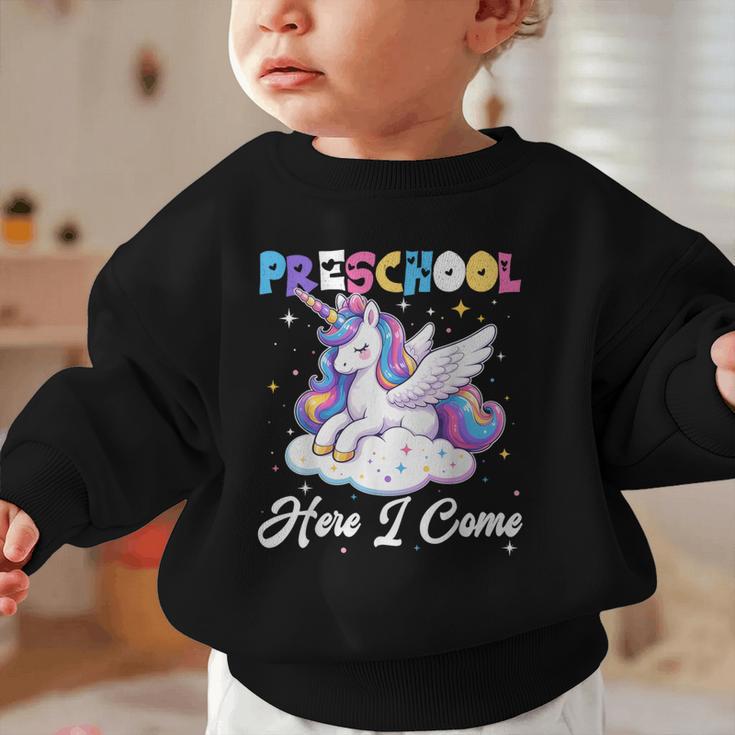 Preschool Here I Come Unicorn Back To School Girl Student Graphic Toddler Sweatshirt Preschool Here I Come Unicorn Back To School Girl Student Graphic Toddler Sweatshirt