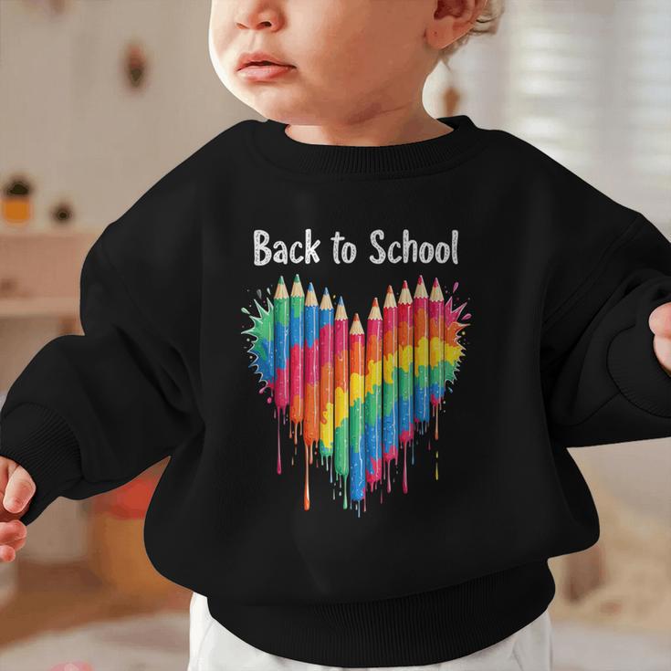 Rainbow Pencil Heart Back To School Creative Graphic Toddler Sweatshirt