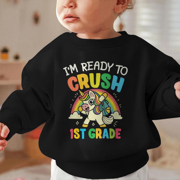 Ready For 1st Grade Unicorn First Day Back To School Student Graphic Toddler Sweatshirt Ready For 1st Grade Unicorn First Day Back To School Student Graphic Toddler Sweatshirt