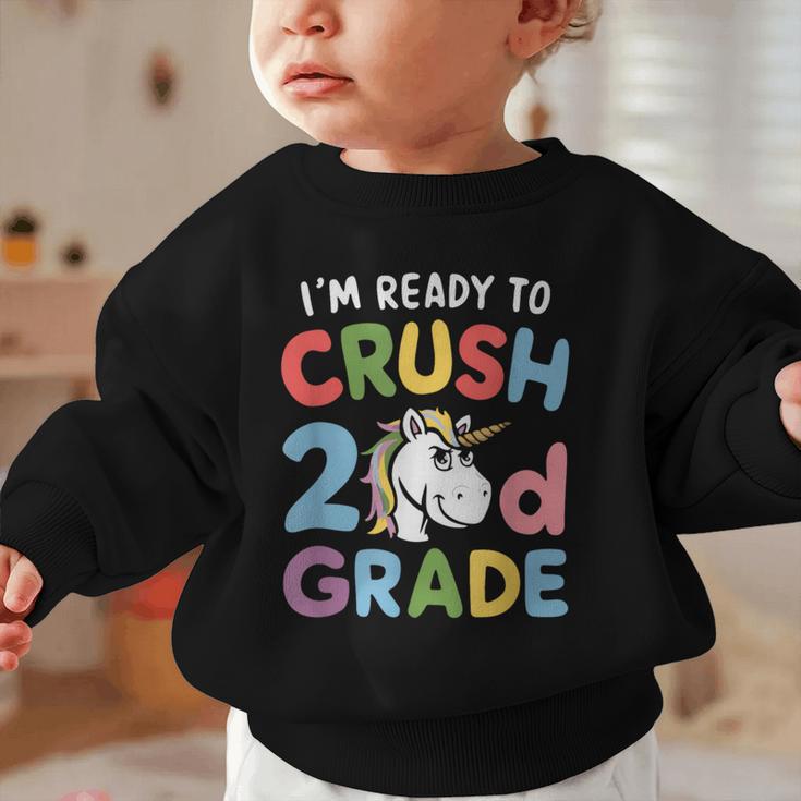 Im Ready To Crush 2nd Grade Boy Unicorn Back To School Graphic Toddler Sweatshirt