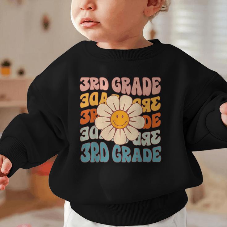 Retro 3rd Grade Daisy Colorful Back To School Third Grade Graphic Toddler Sweatshirt