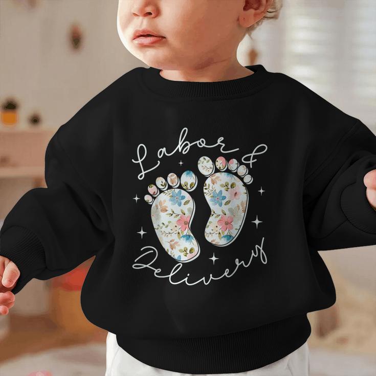Retro Wildflowers Labor And Delivery Nurse Back To School Graphic Toddler Sweatshirt