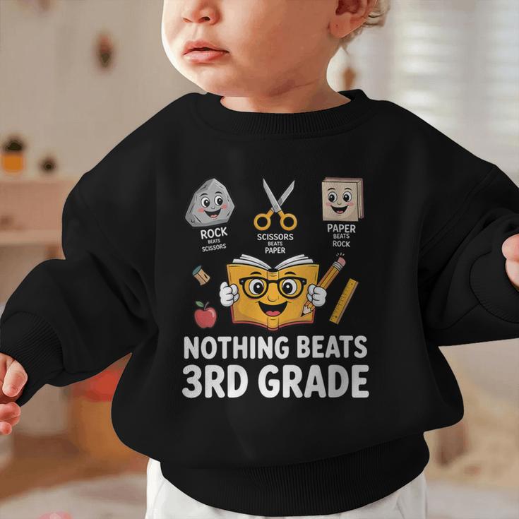 Rock Scissor Paper Nothing Beats 3rd Grade Back To School Graphic Toddler Sweatshirt