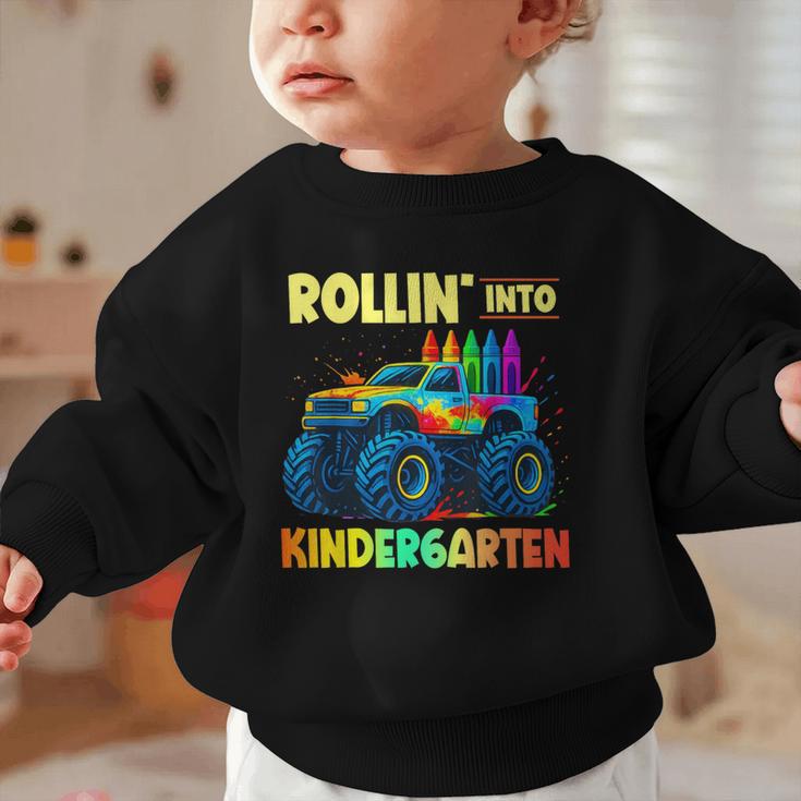 Rollin' Into Kindergarten Monster Car Back To School Boys Graphic Toddler Sweatshirt Rollin' Into Kindergarten Monster Car Back To School Boys Graphic Toddler Sweatshirt