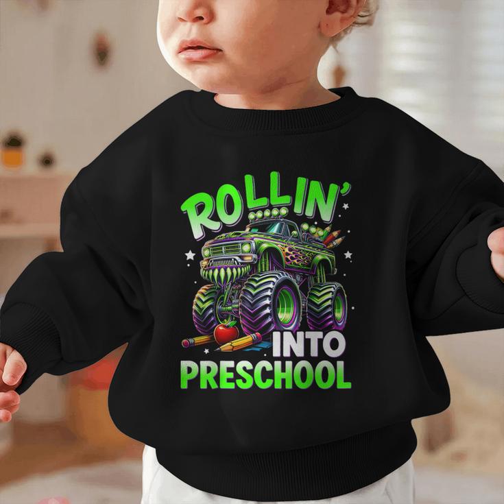 Rollin' Into Preschool Monster Truck Back To School Boys Graphic Toddler Sweatshirt
