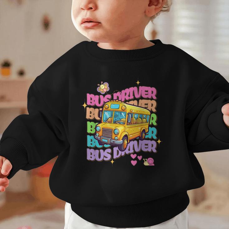 School Bus Driver Groovy Retro Back To School Graphic Toddler Sweatshirt