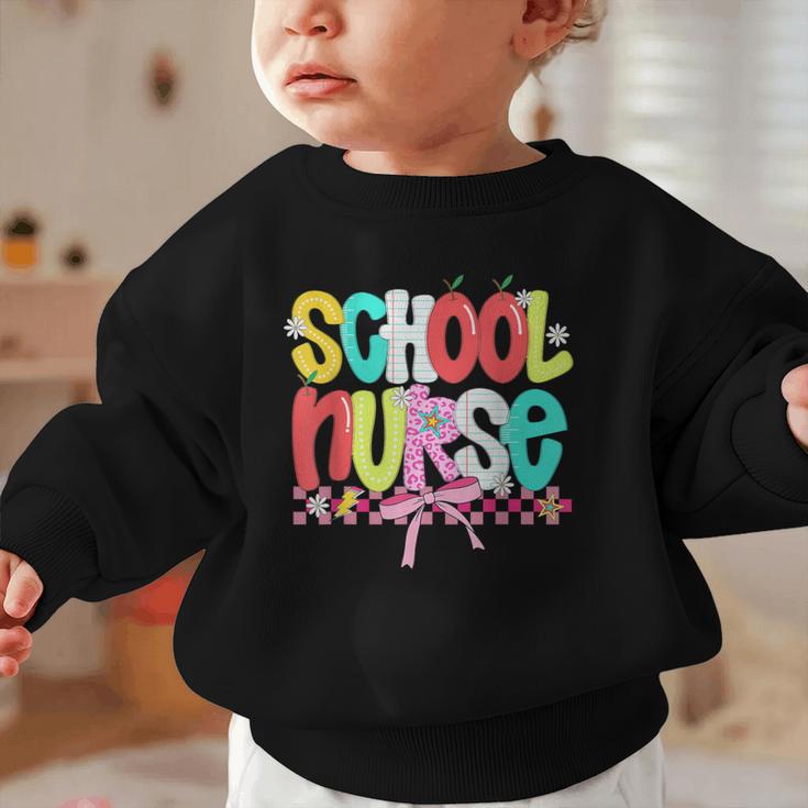 School Nurse Appreciation Day Coquette Bow Back To School Graphic Toddler Sweatshirt School Nurse Appreciation Day Coquette Bow Back To School Graphic Toddler Sweatshirt