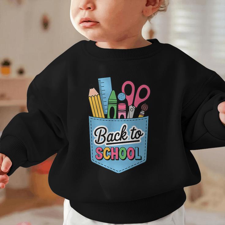 School Supplies In Pocket Back To School Boys Girls Graphic Toddler Sweatshirt