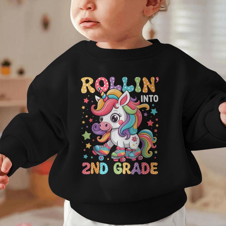 Second Grade Back To School First Day Girls Rollin Unicorn Graphic Toddler Sweatshirt Second Grade Back To School First Day Girls Rollin Unicorn Graphic Toddler Sweatshirt
