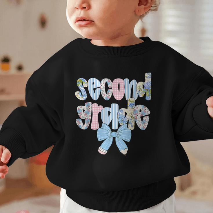 Second Grade Coquette Bow Pencil First Day Back To School Graphic Toddler Sweatshirt