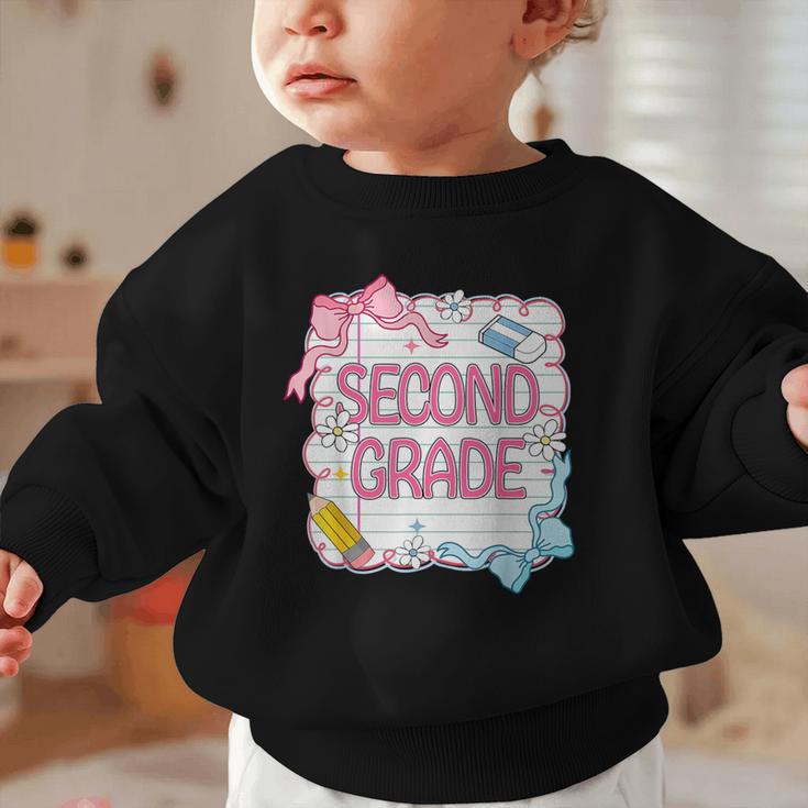 Second Grade Girls Kids Back To School Girls Coquette Bows Graphic Toddler Sweatshirt