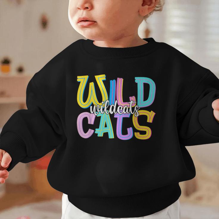 Wildcats School Spirit Groovy Back To School Girls Graphic Toddler Sweatshirt
