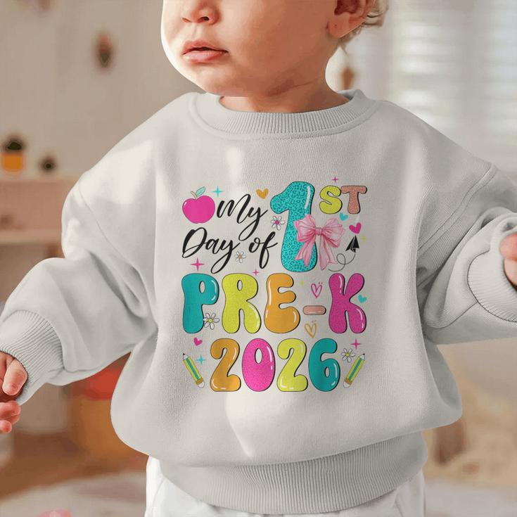 My 1st Day Of Pre-K 2026 Back To School Bow PreK Kids Girls Graphic Toddler Sweatshirt My 1st Day Of Pre-K 2026 Back To School Bow PreK Kids Girls Graphic Toddler Sweatshirt
