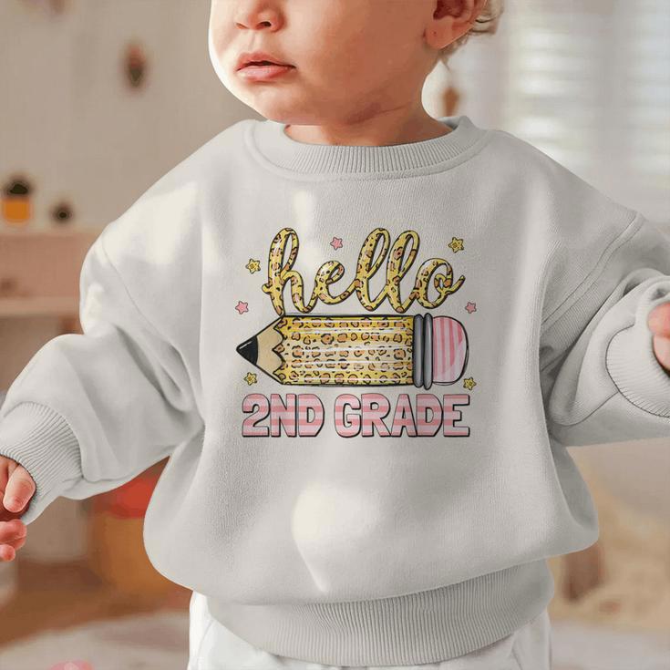 Back To School Hello Second 2nd Grade Leopard Pencil Girl Graphic Toddler Sweatshirt