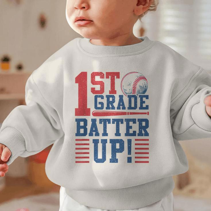 Baseball 1st Grade Back To School 1st Grade Batter Up Graphic Toddler Sweatshirt Baseball 1st Grade Back To School 1st Grade Batter Up Graphic Toddler Sweatshirt