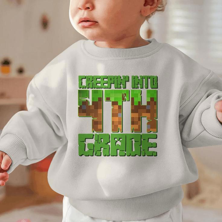 Creepin’ Into 4th Grade Kids Boy Gamer Pixel Back To School Performance Graphic Toddler Sweatshirt