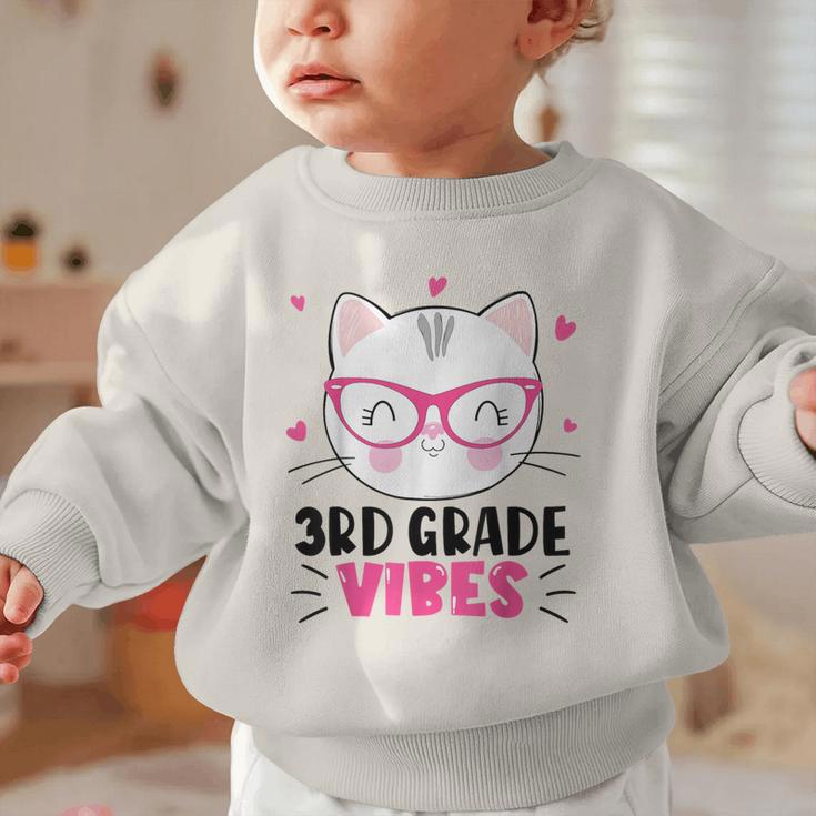 Cute 3rd Grade Vibes Cat Kitten Lover Back To School Girls Graphic Toddler Sweatshirt