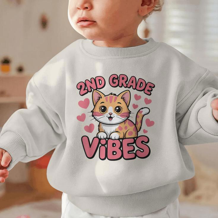 Cute Cat 2nd Grade Vibes Back To School Second Grade Girls Graphic Toddler Sweatshirt Cute Cat 2nd Grade Vibes Back To School Second Grade Girls Graphic Toddler Sweatshirt
