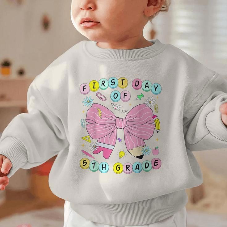 First Day Of 5th Grade Girls Coquette Back To School Kids Graphic Toddler Sweatshirt First Day Of 5th Grade Girls Coquette Back To School Kids Graphic Toddler Sweatshirt
