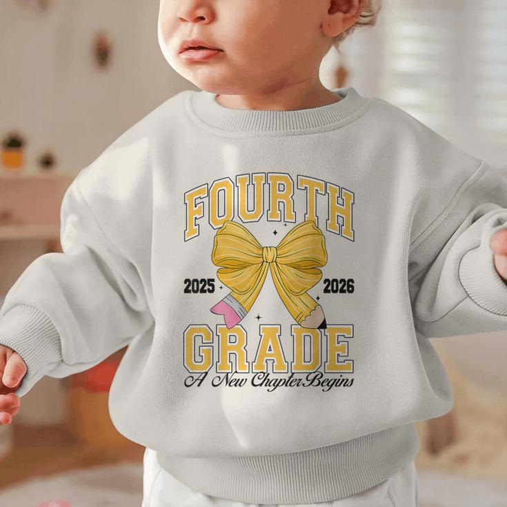 Fourth Grade Back To School First Day Pencil Bow 2025 Girls Graphic Toddler Sweatshirt Fourth Grade Back To School First Day Pencil Bow 2025 Girls Graphic Toddler Sweatshirt