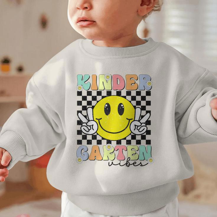 Girls Kindergarten Vibes Smile Face Back To School Kinder Graphic Toddler Sweatshirt