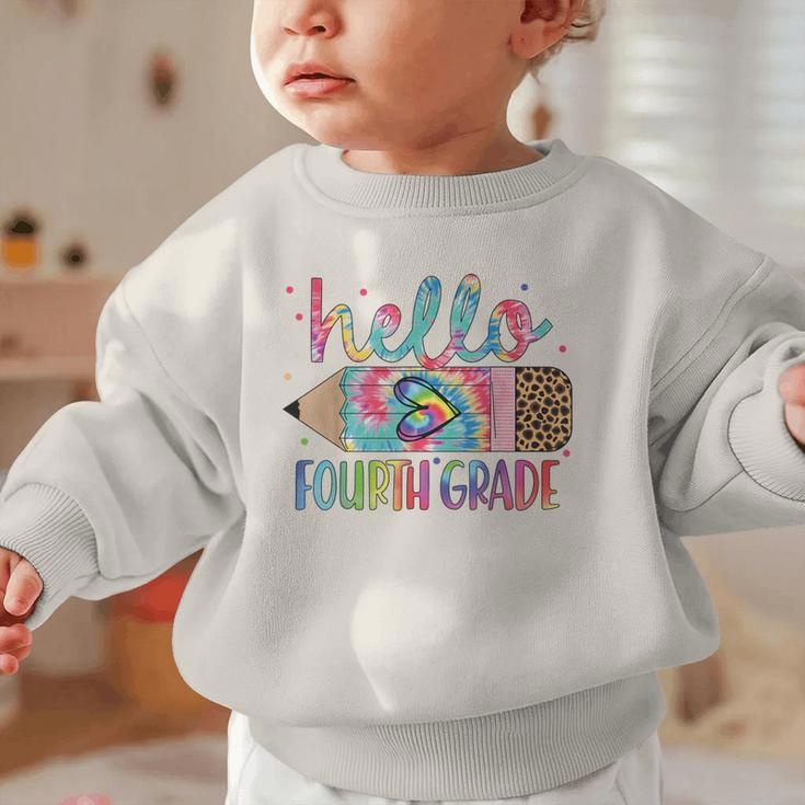 Hello Fourth Grade Tie Dye Pencil Back To School 4th Grade Graphic Toddler Sweatshirt