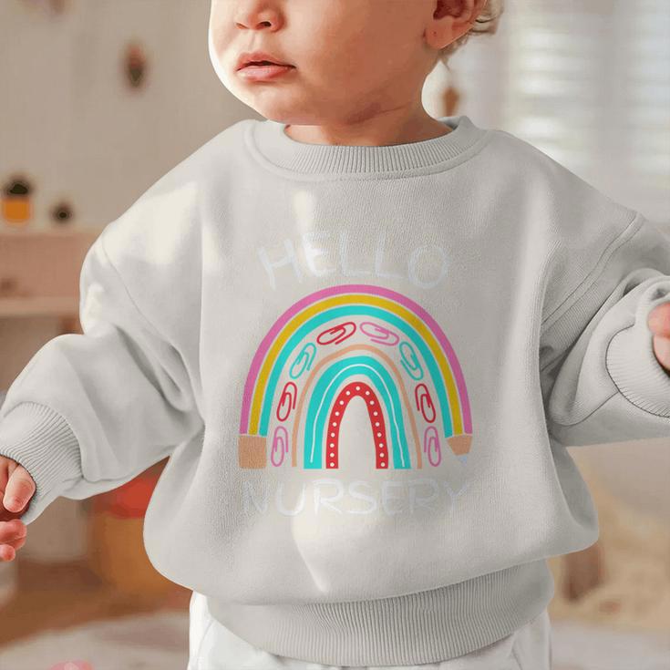 Hello Nursery Pencil Rainbow Back To School Boys Girls Premium Tri-Blend Graphic Toddler Sweatshirt