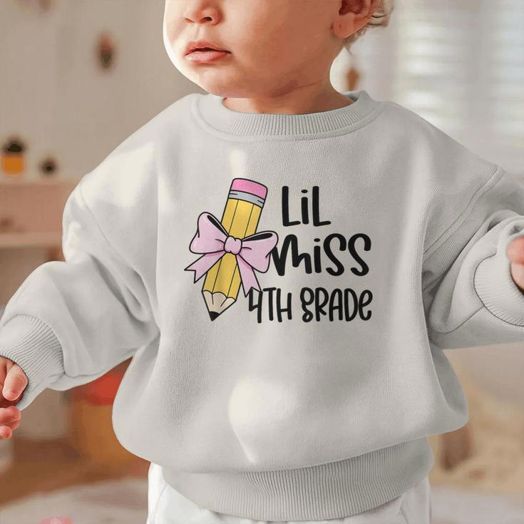 Lil Miss 4th Grade Coquette Bow Pencil Back To School Girls Graphic Toddler Sweatshirt Lil Miss 4th Grade Coquette Bow Pencil Back To School Girls Graphic Toddler Sweatshirt