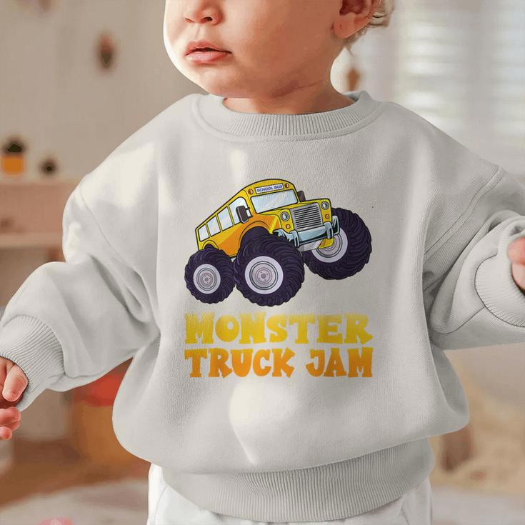 Monster Truck Jam School Bus Yellow Back To School Toddlers Graphic Toddler Sweatshirt Monster Truck Jam School Bus Yellow Back To School Toddlers Graphic Toddler Sweatshirt