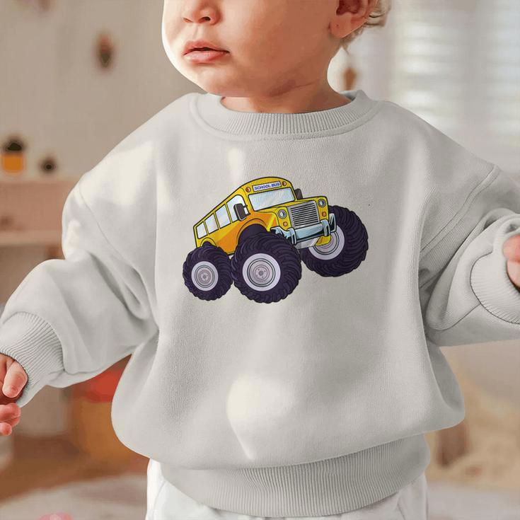 Monster Truck School Bus Yellow Back To School Kids Toddler Graphic Toddler Sweatshirt
