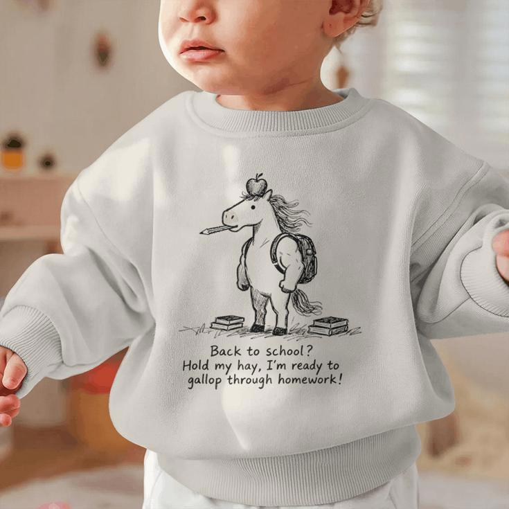 Naive Horse Doodle Back To School Gallop Homework Art Graphic Toddler Sweatshirt