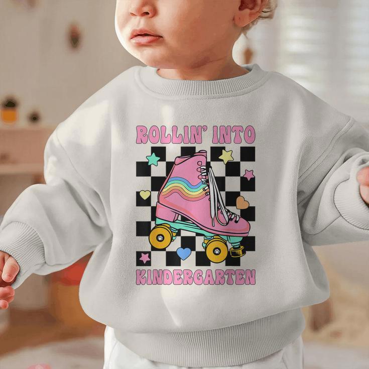 Rolling Into Kindergarten Roller Skating Girl Back To School Graphic Toddler Sweatshirt