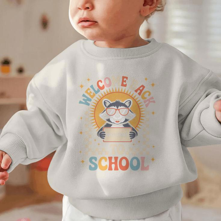 Welcome Back To School Raccoon First Day Of School Checkered Premium Tri-Blend Graphic Toddler Sweatshirt
