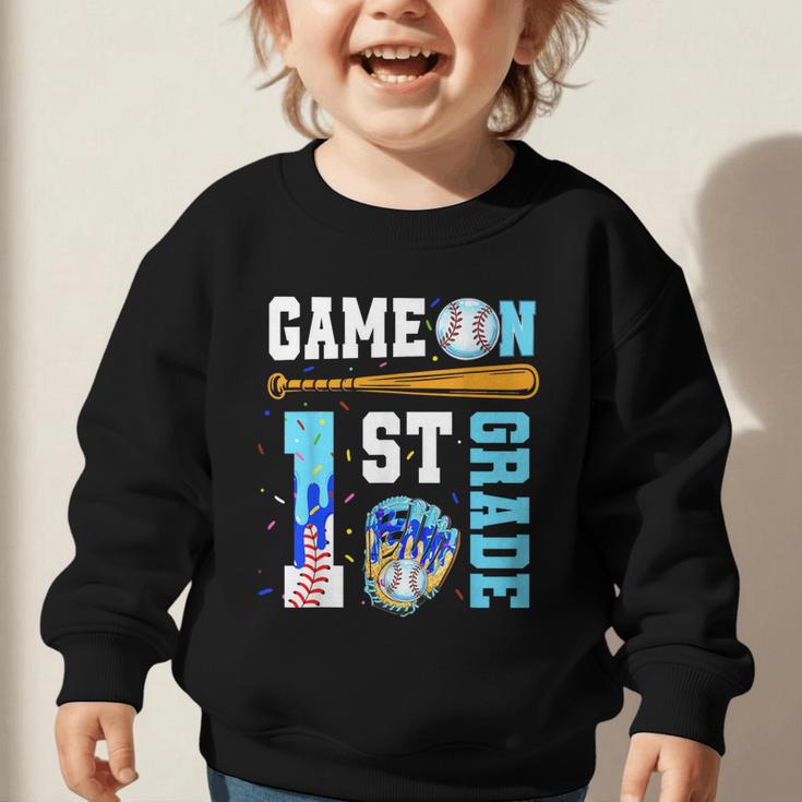 1st Grade Back To School Baseball Drip Ice Cream Game On Graphic Toddler Sweatshirt