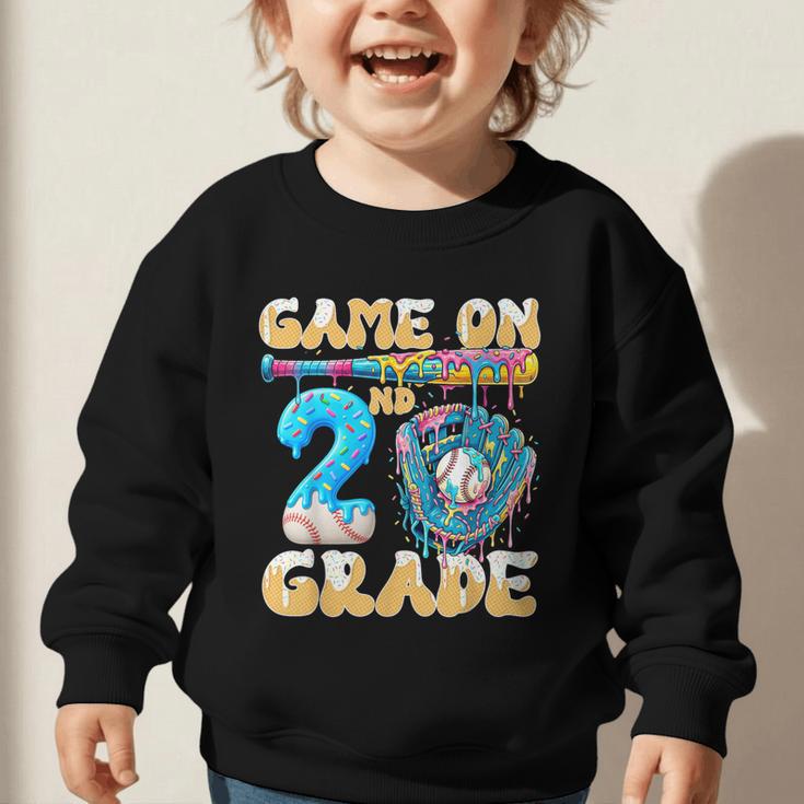 2nd Grade Back To School Baseball Drip Ice Cream Game On Graphic Toddler Sweatshirt