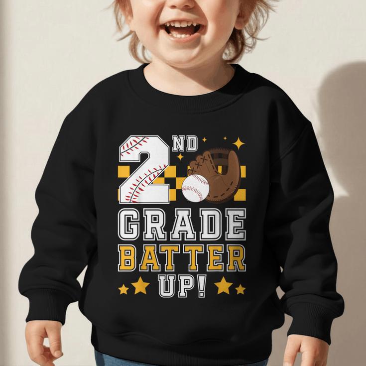2nd Grade Batter Up Baseball First Day Back To School Graphic Toddler Sweatshirt 2nd Grade Batter Up Baseball First Day Back To School Graphic Toddler Sweatshirt