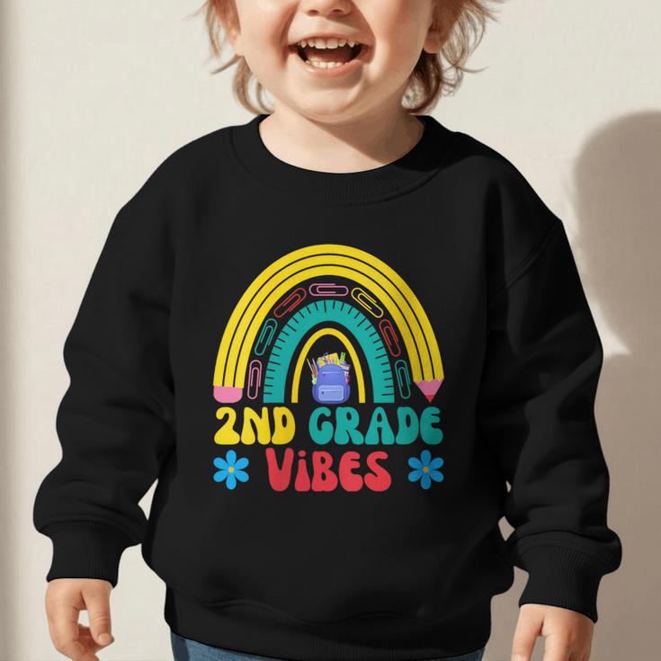 2nd Grade Vibes Back To School Rainbow Second Grade Graphic Toddler Sweatshirt
