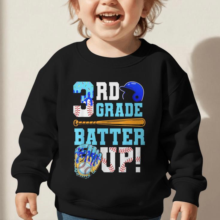 3rd Grade Back To School Baseball Drip Ice Cream Batter Up Graphic Toddler Sweatshirt