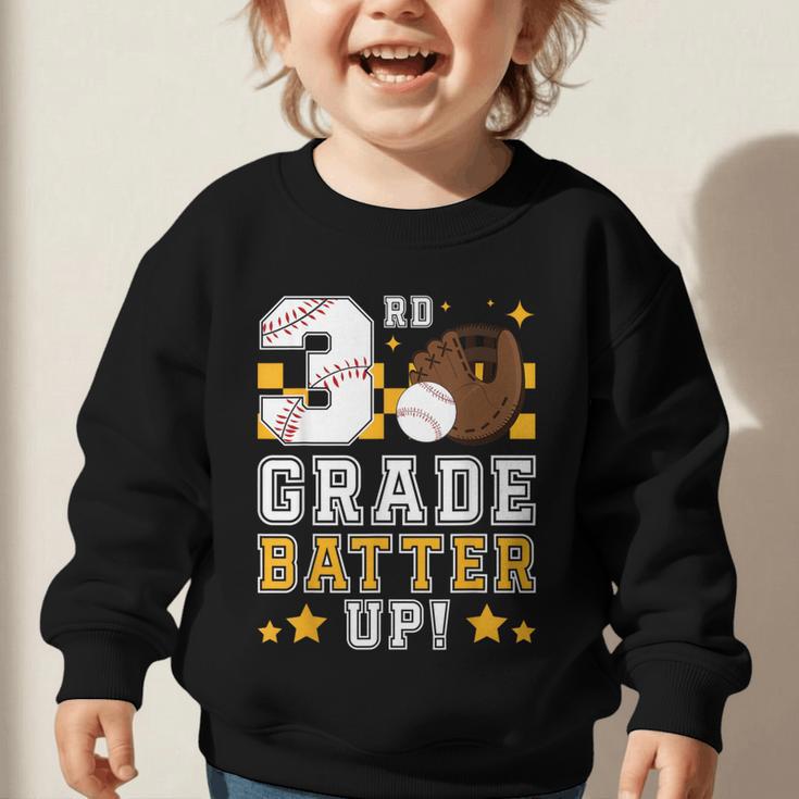 3rd Grade Batter Up Baseball First Day Back To School Graphic Toddler Sweatshirt 3rd Grade Batter Up Baseball First Day Back To School Graphic Toddler Sweatshirt